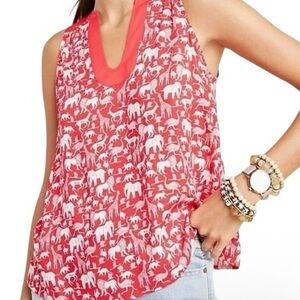 Maeve Anthropologie Melange Red Animal Print Sleeveless Top Shirt Tank Size 2